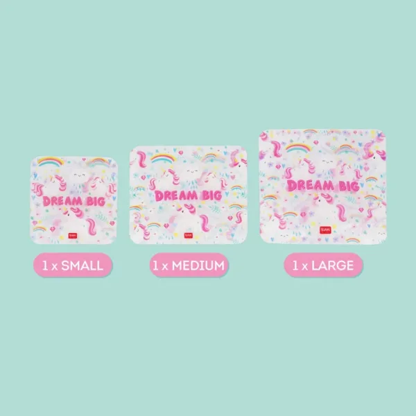 Set de 3 Pochettes pour Aliments - Snack Bags licorne 3