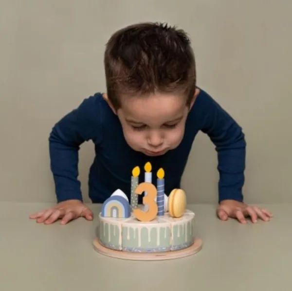 gâteau d'anniversaire en bois bleu little dutch