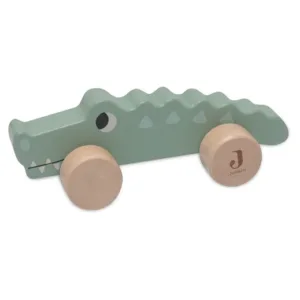 Jouet en bois à roulettes crocodile