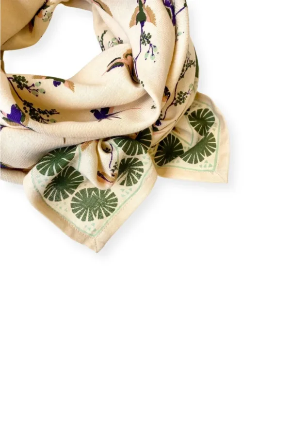 grand foulard cerisier kaki