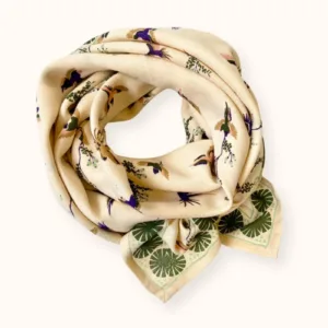 grand foulard cerisier kaki