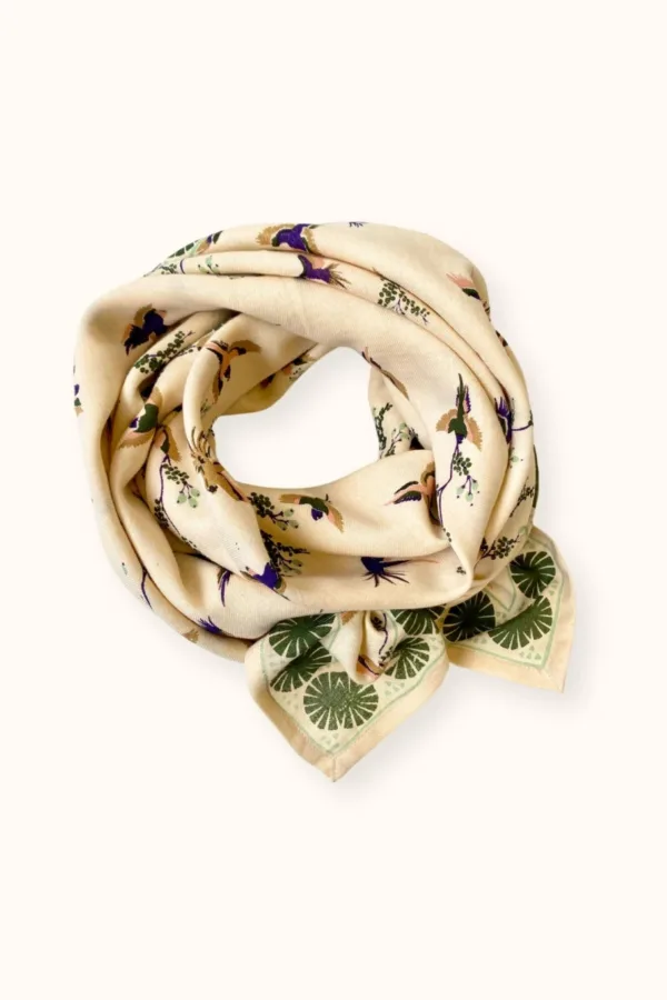 grand foulard cerisier kaki