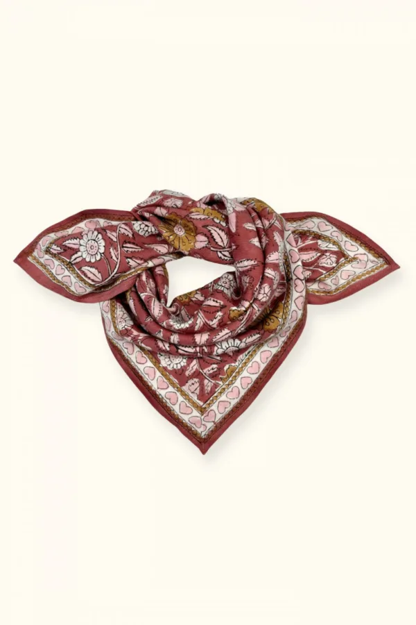 foulard manika coeur bois de rose