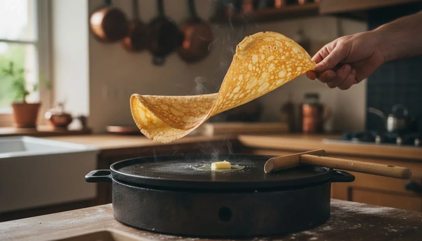 À 180°C exactement : le protocole breton qui change tout aux crêpes d’hiver